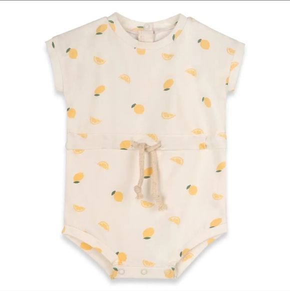 Viverano Organics Other - Lemon Waist Tie Short Baby Romper
